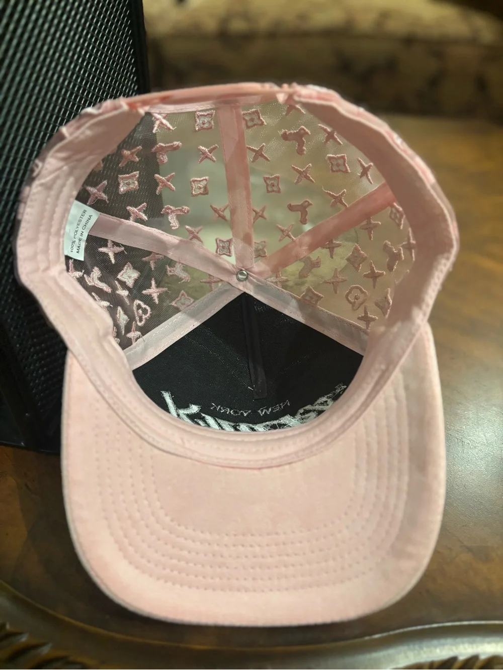 New York Knicks Pink Suede SnapBack Hat With Rhinestones